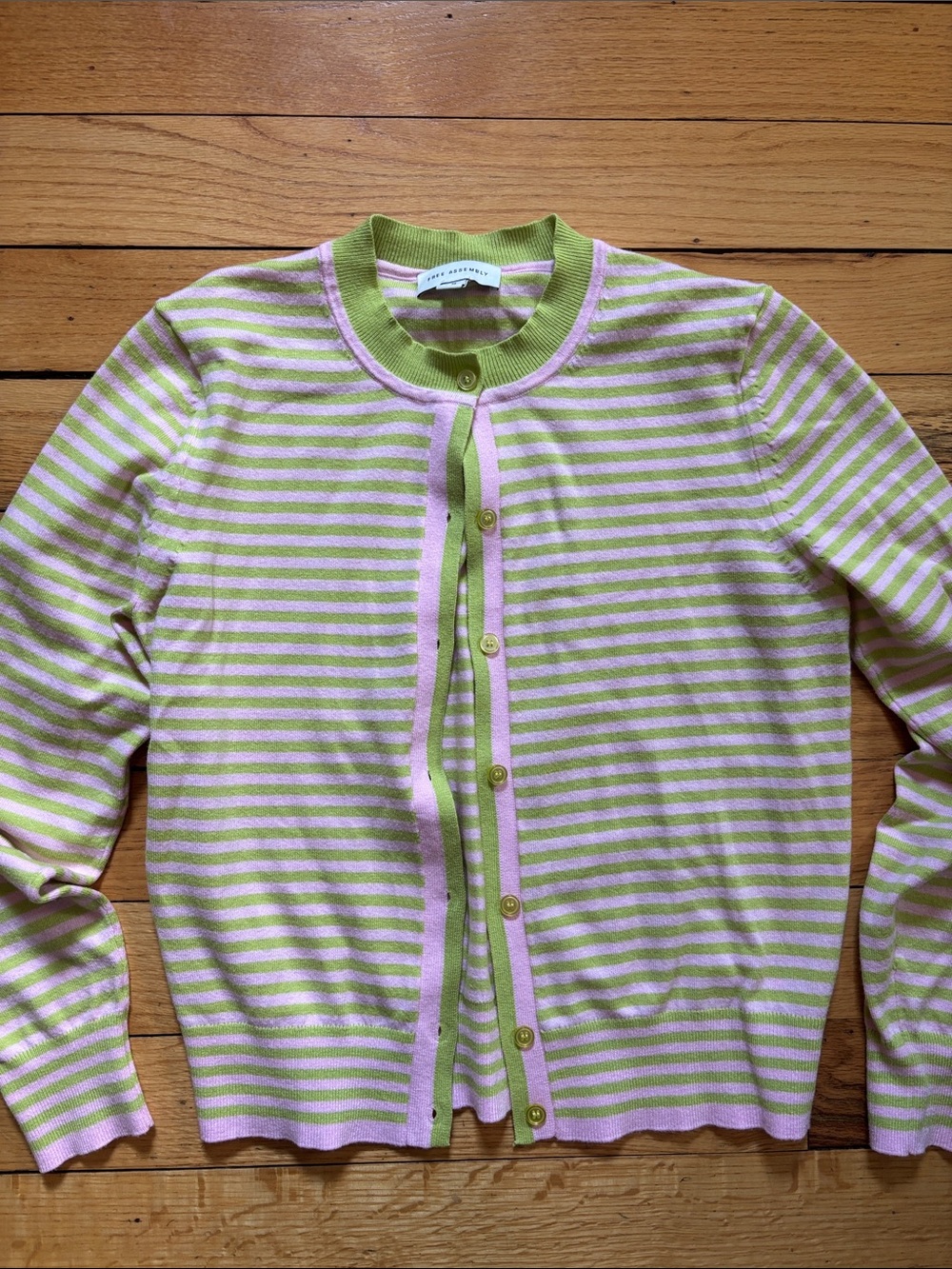 Striped Pink & Green Knit Cardigan Pajama Top